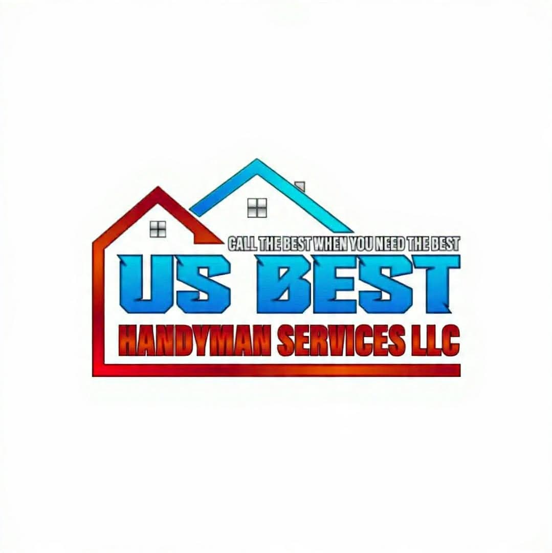 US Best Handyman Services LLC logo featuring red and blue house outlines and company slogan.